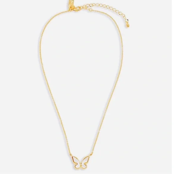 Kate Spade All A Flutter Gold Pearl Butterfly Necklace - Picture 2 of 2